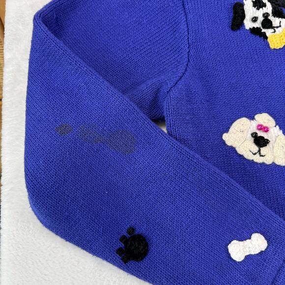 Vintage Jack B. Quick Blue Puppy Dog Applique V-Neck Cardigan Size Small - Picture 14 of 14